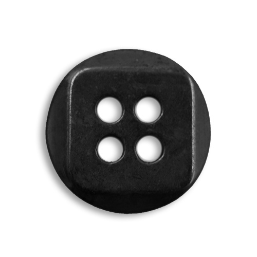 17279 Sullivans 12mm Round Plastic Button With Square Detail - Black - 75 In A Tube