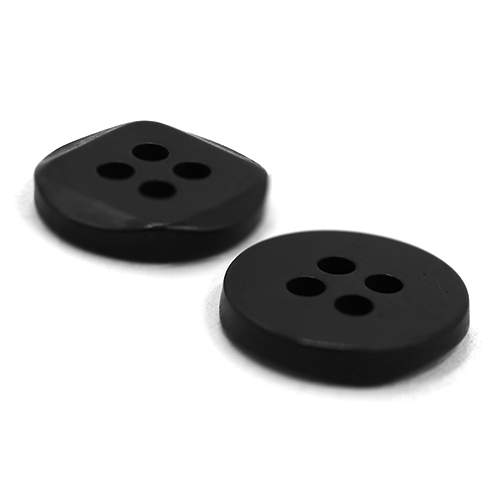 17279 Sullivans 12mm Round Plastic Button With Square Detail - Black - 75 In A Tube