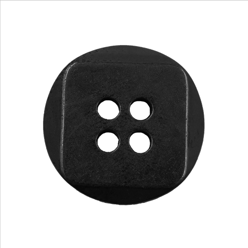 17280 Sullivans 15mm Round Plastic Button With Square Detail - Black - 50 In A Tube