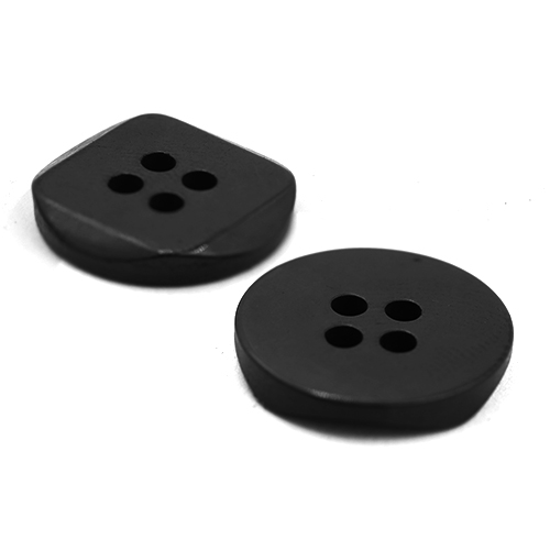 17280 Sullivans 15mm Round Plastic Button With Square Detail - Black - 50 In A Tube