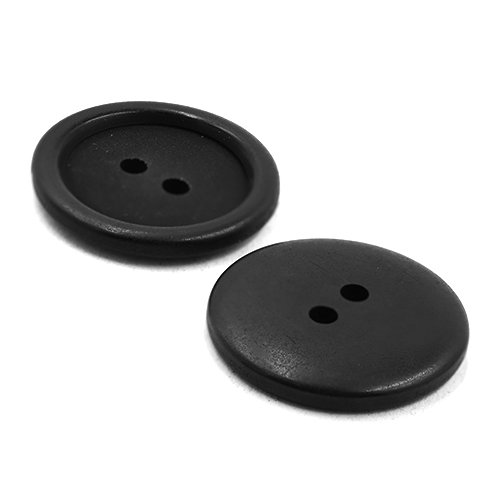 17289 Sullivans 21mm Round Plastic Button With Two Holes - Black - 27 In A Tube