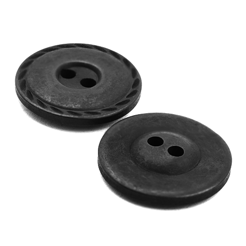 17292 Sullivans 20mm Round Plastic Button With Detailed Border - Black - 31 In A Tube
