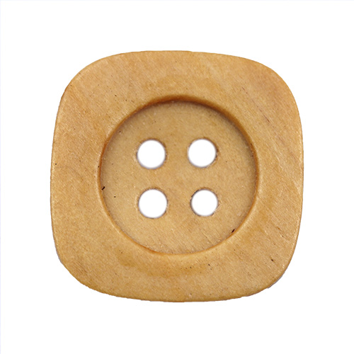 17309 Sullivans 21mm Square Wooden Button With Four Holes - Tan - 38 In A Tube