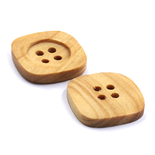 17309 Sullivans 21mm Square Wooden Button With Four Holes - Tan - 38 In A Tube