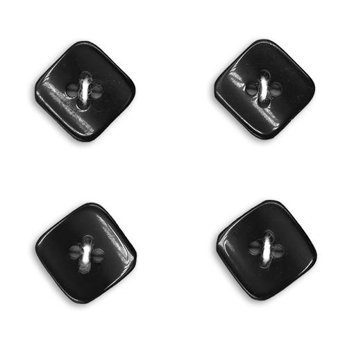 17441 Sullivans Buttons Card - 15mm Squares With Curved Edges - Black - 4pcs