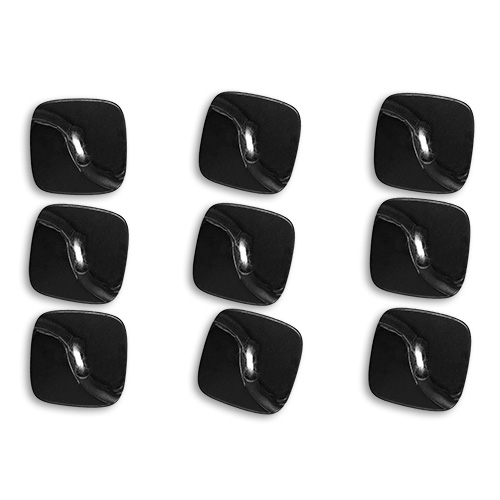 17453 Sullivans Buttons Card - 11mm Squares With Curved Edges - Black - 9pcs