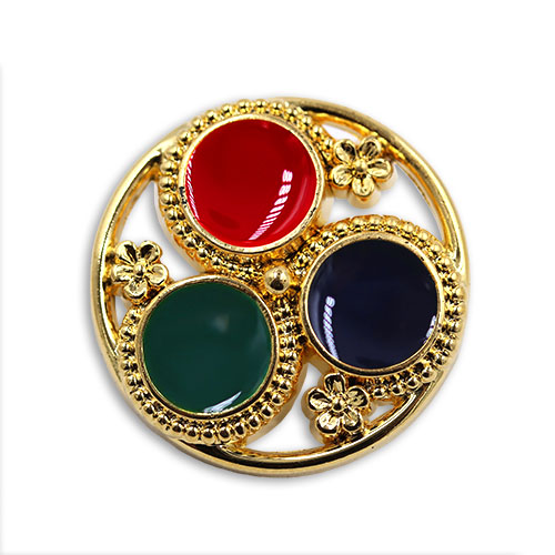 17827 Sullivans 26mm Round Plastic Button With 3 Coloured Centres - Gold - 19 In A Tube 