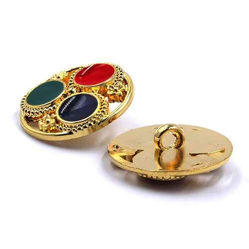 17827 Sullivans 26mm Round Plastic Button With 3 Coloured Centres - Gold - 19 In A Tube 