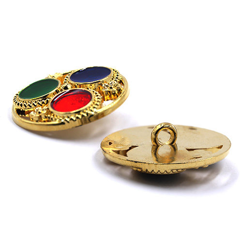 17828 Sullivans 32mm Round Plastic Button With 3 Coloured Centres - Gold - 19 In A Tube 