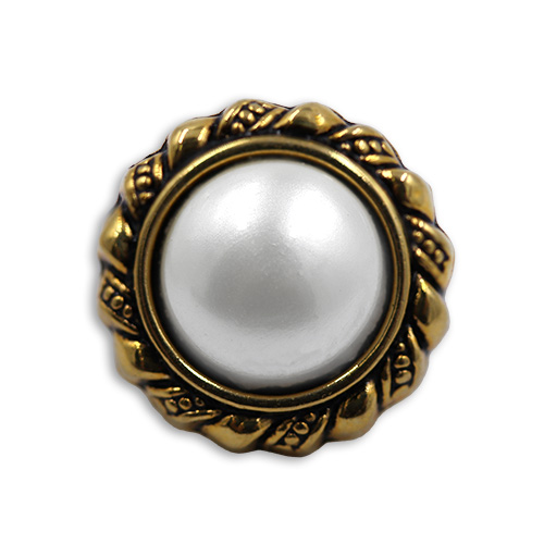 17849 Sullivans 14mm Round Pearl Plastic Button Surrounded With Gold Detailing - 25 In A Tube 