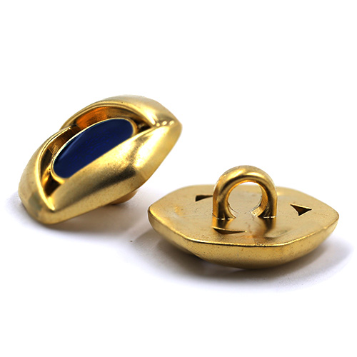 17855 Sullivans 18mm Round Plastic Button Surrounded With Gold Detailing - Navy - 21 In A Tube 