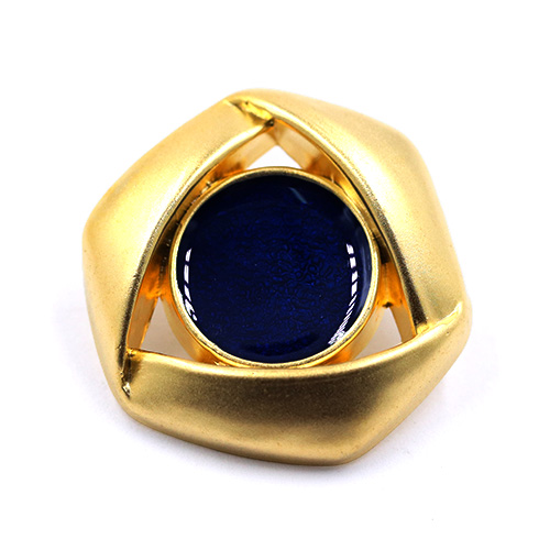 17856 Sullivans 25mm Round Plastic Button Surrounded With Gold Detailing - Navy - 16 In A Tube 