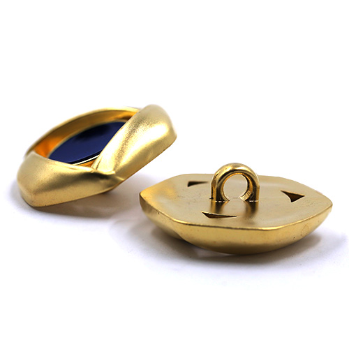 17856 Sullivans 25mm Round Plastic Button Surrounded With Gold Detailing - Navy - 16 In A Tube 