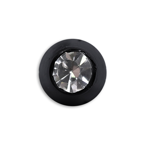 17872 Sullivans 7mm Round Plastic Button Encasing A Diamonte - Black - 31 In A Tube