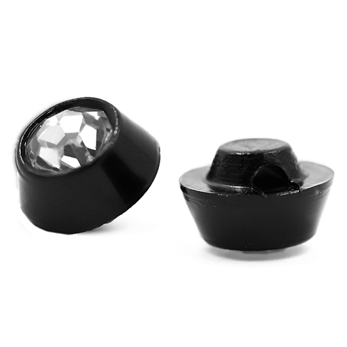 17874 Sullivans 10mm Round Plastic Button Encasing A Diamonte - Black - 20 In A Tube
