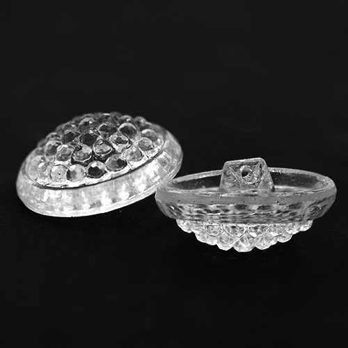 18048 Sullivans 22mm Indented Domed Round Glass Button - Clear - 18 In A Tube