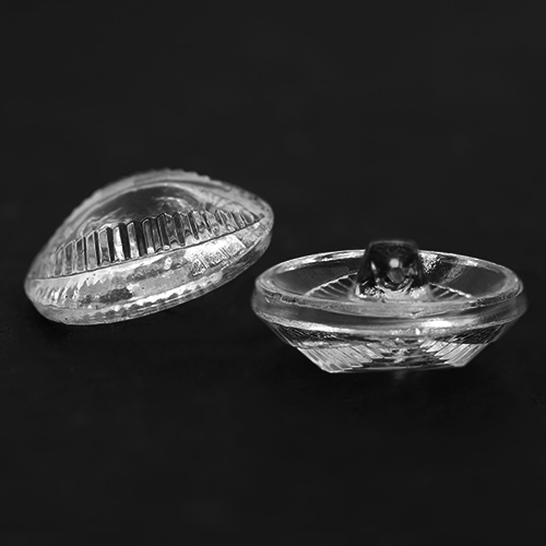18049 Sullivans 22mm Round Oval Patterned Glass Button With Shank - Clear - 18 In A Tube