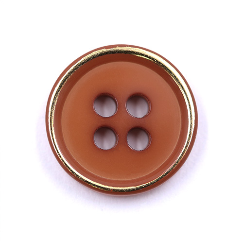 18073 Sullivans 10mm Gold Rimmed Plastic Round Button - Rust - 62 In A Tube