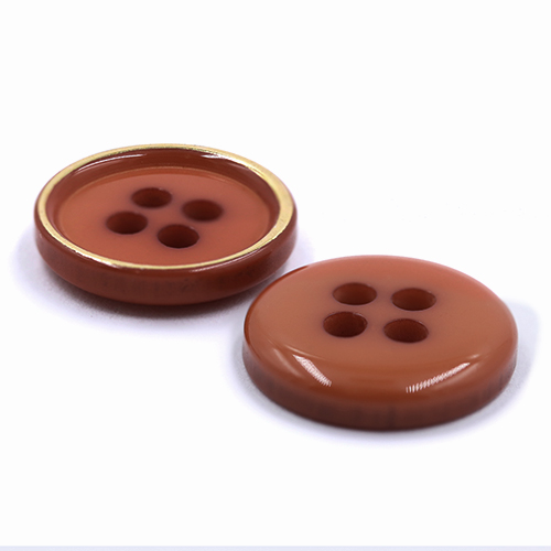 18073 Sullivans 10mm Gold Rimmed Plastic Round Button - Rust - 62 In A Tube