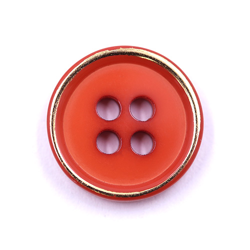 18077 Sullivans 10mm Gold Rimmed Plastic Round Button - Red - 62 In A Tube