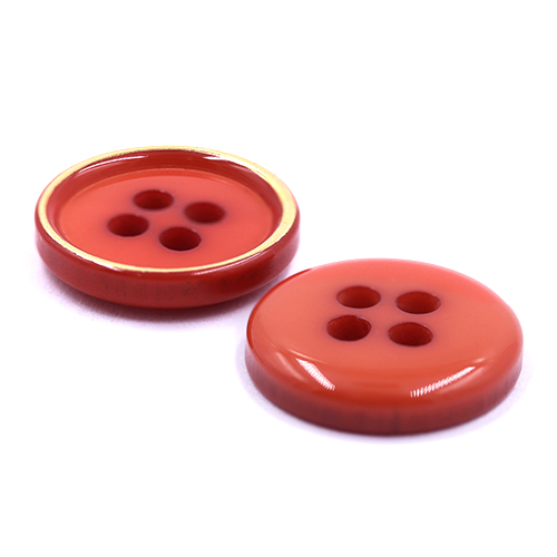 18077 Sullivans 10mm Gold Rimmed Plastic Round Button - Red - 62 In A Tube