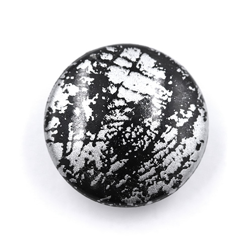 18241 Sullivans 15mm Round Plastic Button With Graffitti Pattern - Silver/black - 20 In A Tube