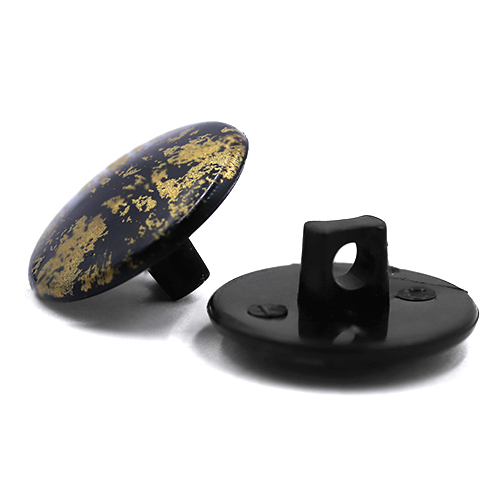 18242 Sullivans 15mm Round Plastic Button With Graffitti Pattern - Gold/black - 20 In A Tube