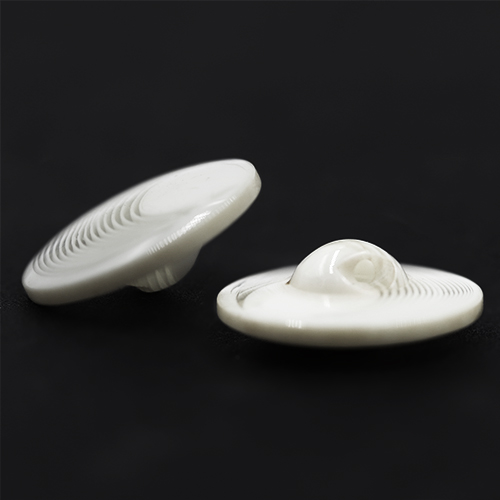 18277 Sullivans 15mm Round Plastic Button With Shank - Clear White With White Offcentre Pattern - 25 In A 