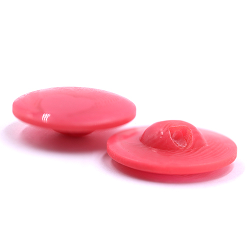 18278 Sullivans 15mm Round Plastic Button With Shank - Clear Pink With Pink Offcentre Pattern - 25 In A Tu