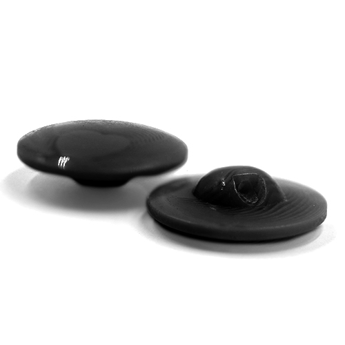 18280 Sullivans 15mm Round Plastic Button With Shank - Clear Black With Black Offcentre Pattern - 25 In A 