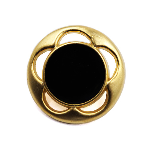 18654 Sullivans 20mm Round Plastic Button With Black Coloured Centre - Gold - 18 In A Tube 