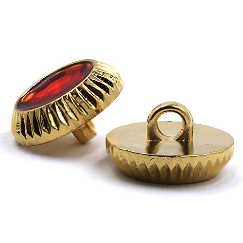 18660 Sullivans 19mm Round Plastic Button With Red Coloured Centre - Gold - 22 In A Tube 