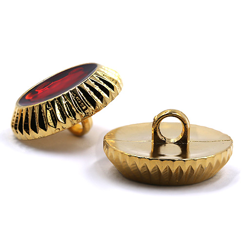 18661 Sullivans 21mm Round Plastic Button With Red Coloured Centre - Gold - 18 In A Tube 