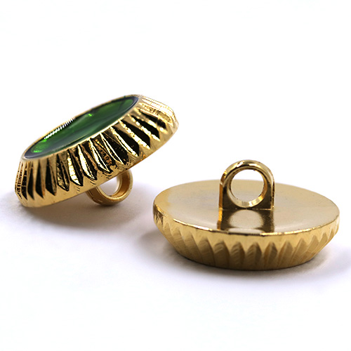 18663 Sullivans 21mm Round Plastic Button With Bottle Green Coloured Centre - Gold - 18 In A Tube 