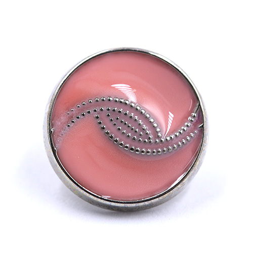 18675 Sullivans 12mm Round Plastic Button With Metal Shank - Encased Pink Halves - 31 In A Tube