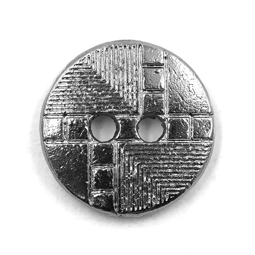 19025 Sullivans 15mm Round Metal Button With Tiled Effect - Silver - 67 In A Tube