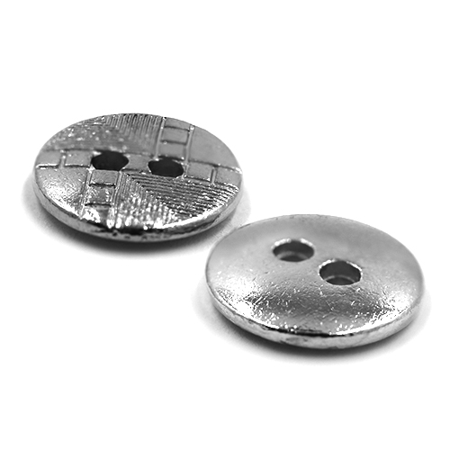 19025 Sullivans 15mm Round Metal Button With Tiled Effect - Silver - 67 In A Tube