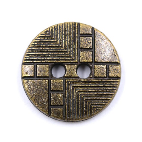 19027 Sullivans 15mm Round Metal Button With Tiled Effect - Bronze - 67 In A Tube