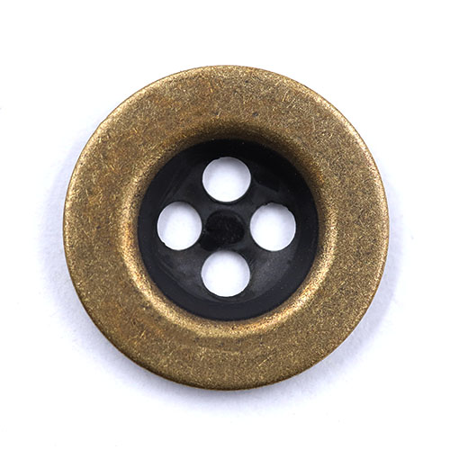 19029 Sullivans 15mm Round Metal Button With Four Holes - Bronze - 67 In A Tube