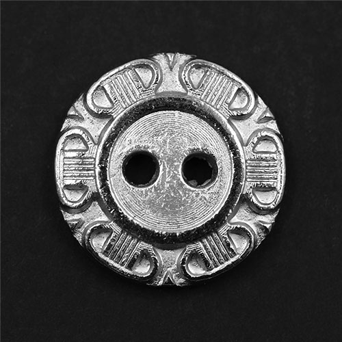 19031 Sullivans 15mm Round Metal Button With Detailed Border - Silver - 67 In A Tube