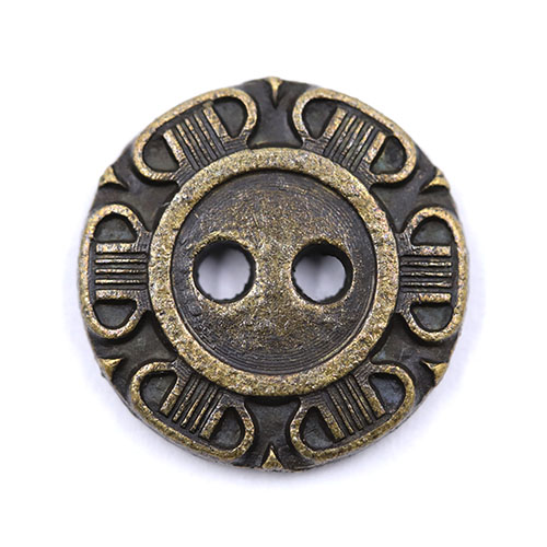 19033 Sullivans 15mm Round Metal Button With Detailed Border - Bronze - 67 In A Tube