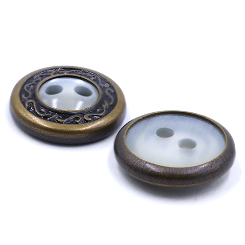 19039 Sullivans 12mm Round Metal Button With Peall Insert - Bronze - 77 In A Tube