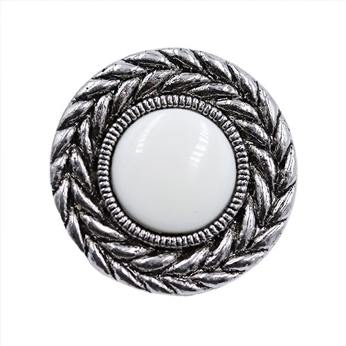 19050 Sullivans 22mm Round Plastic Button - Cream Encased By Silver Chain Pattern - 32 In A Tube
