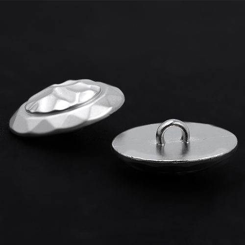 19128 Sullivans 25mm Round Plastic Button With Shank - Silver Indented Pattern - 34 In A Tube