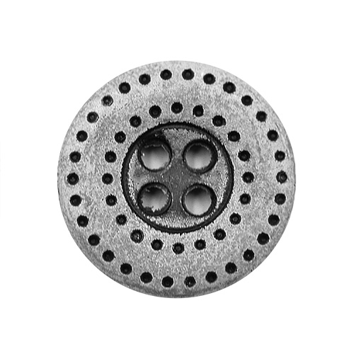 19146 Sullivans 15mm Round Metal Button With Dotted Rims - Silver - 35 In A Tube