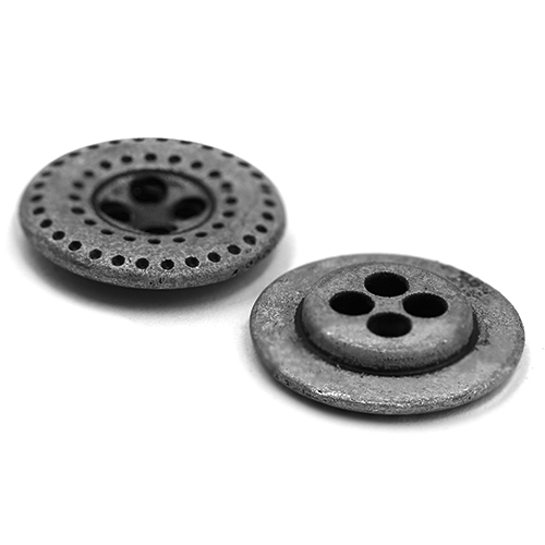 19146 Sullivans 15mm Round Metal Button With Dotted Rims - Silver - 35 In A Tube