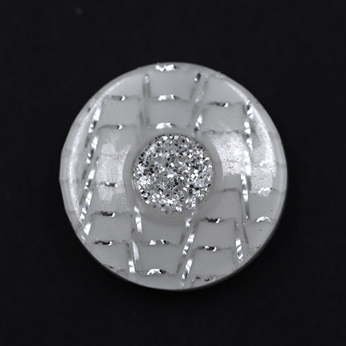 19181 Sullivans 15mm Round Plastic Button With Raised Middle And Crisscross Sparkles - White - 90 In A Tub