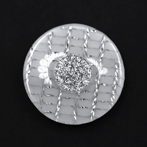 19182 Sullivans 21mm Round Plastic Button With Raised Middle And Crisscross Sparkles - White - 55 In A Tub