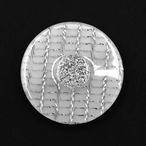 19183 Sullivans 25mm Round Plastic Button With Raised Middle And Crisscross Sparkles - White - 40 In A Tub