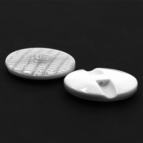 19183 Sullivans 25mm Round Plastic Button With Raised Middle And Crisscross Sparkles - White - 40 In A Tub